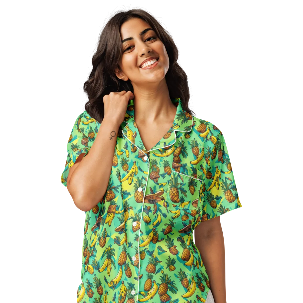 Pineapple Halfpipe on Women's Short Sleeve Pajama Top — Front