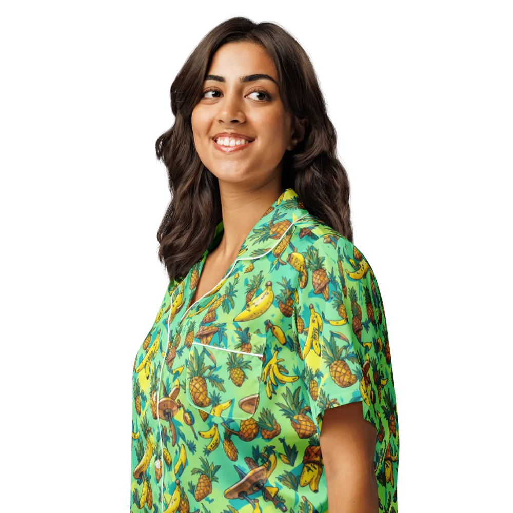 Pineapple Halfpipe on Women's Short Sleeve Pajama Top — Left Front