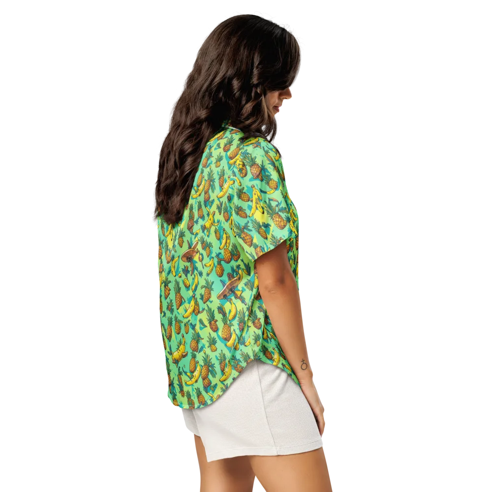 Pineapple Halfpipe on Women's Short Sleeve Pajama Top — Right Back