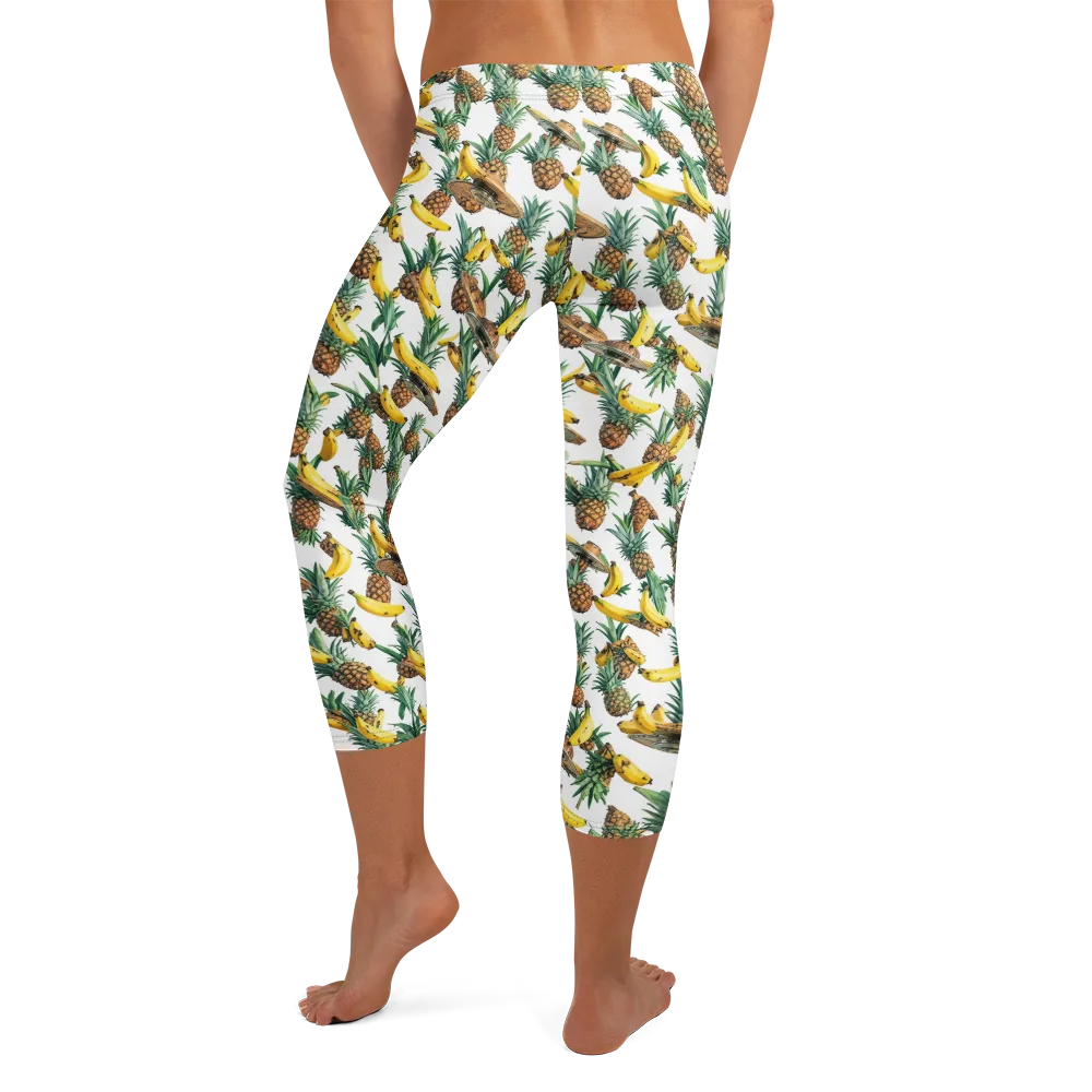 Tropical Air Mail on Capri Leggings — Back