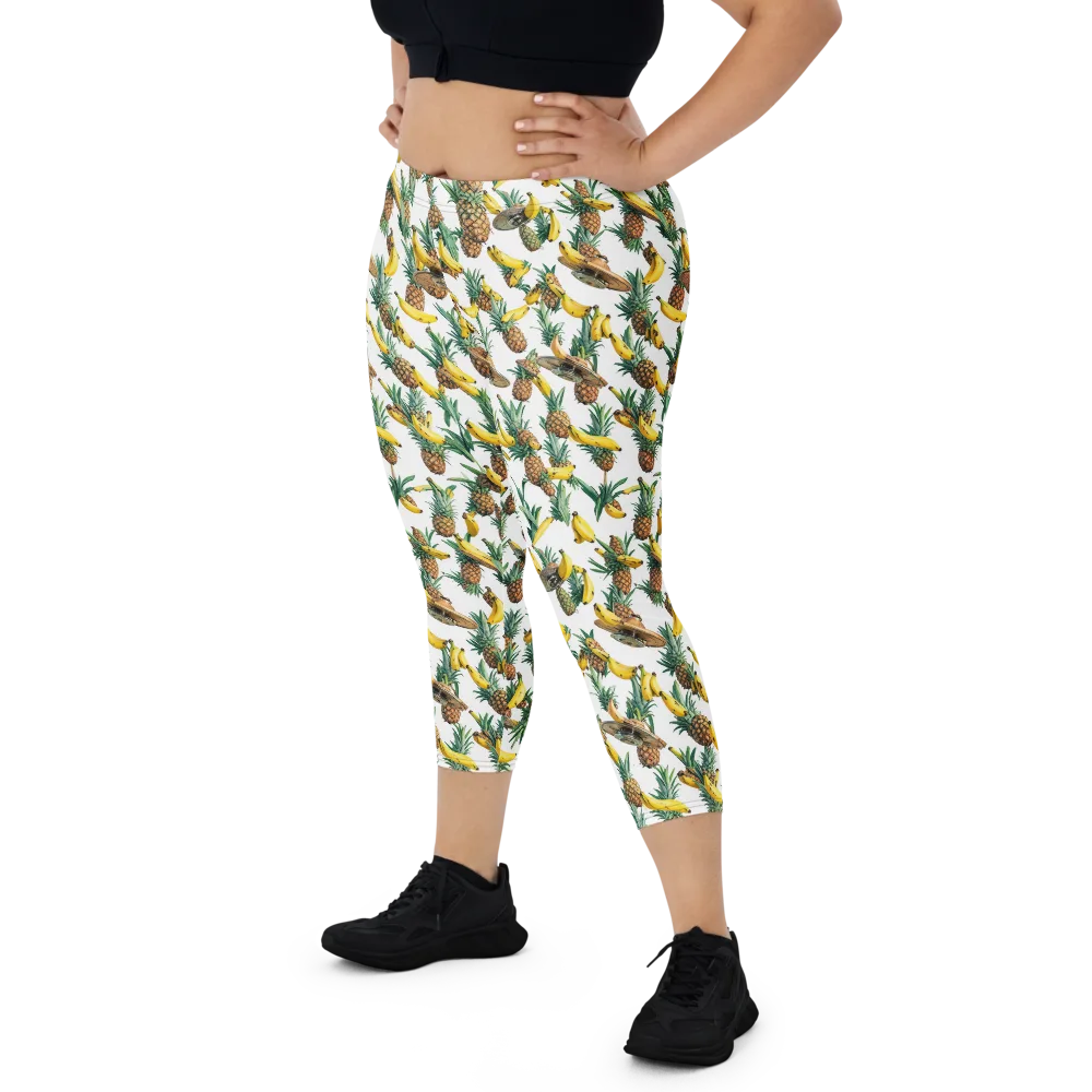 Tropical Air Mail on Capri Leggings — Front
