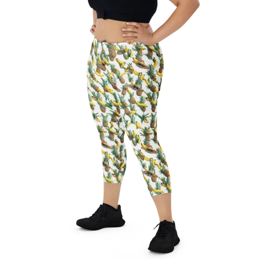 Tropical Air Mail on a Capri Leggings