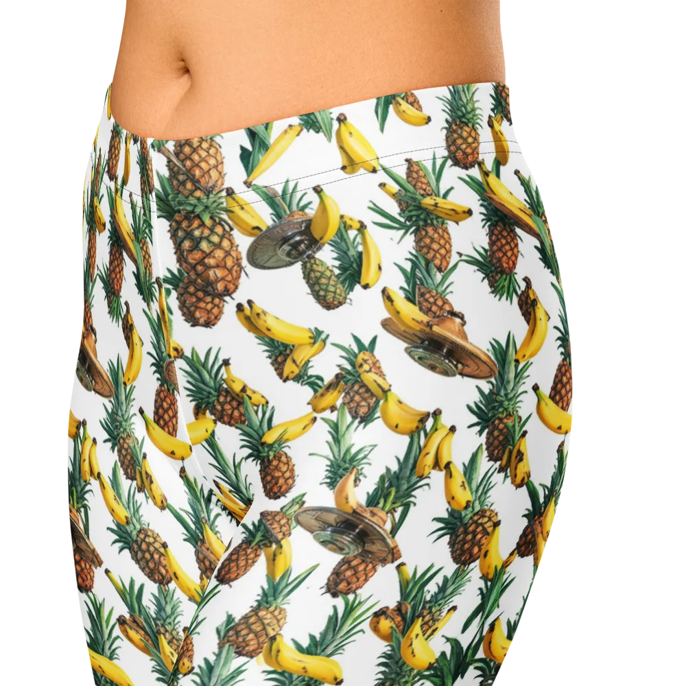 Tropical Air Mail on Capri Leggings — Zoomed-in