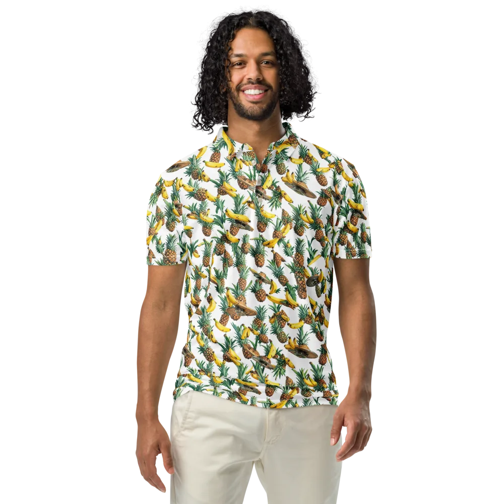 Tropical Air Mail on Men's Slim Fit Polo Shirt — Front