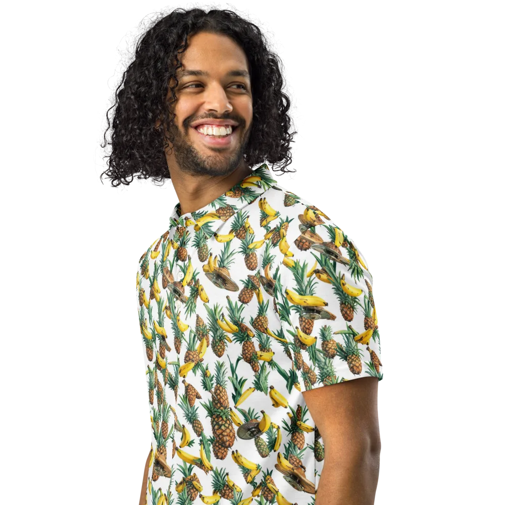 Tropical Air Mail on Men's Slim Fit Polo Shirt — Left Front