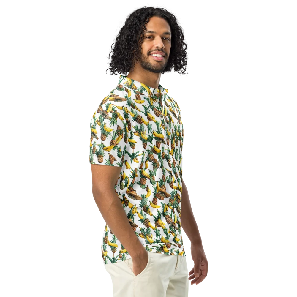 Tropical Air Mail on Men's Slim Fit Polo Shirt — Right Front