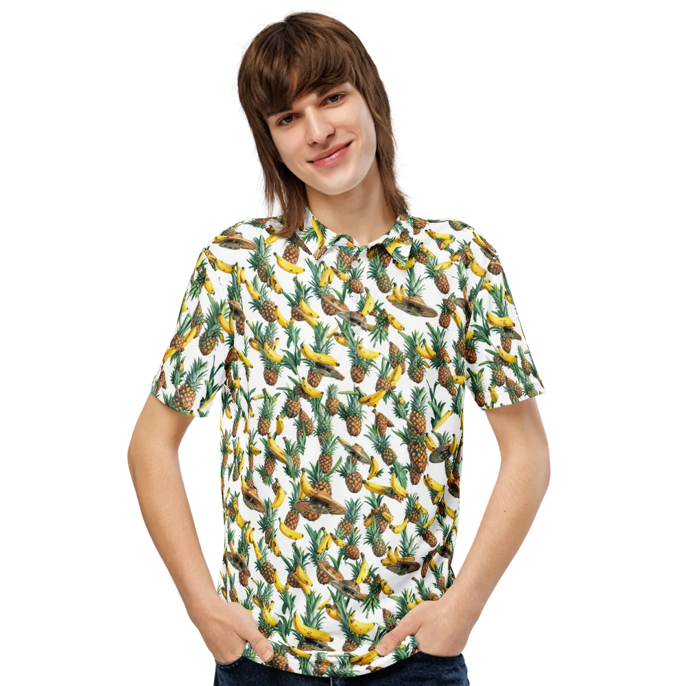 Tropical Air Mail on Men's Slim Fit Polo Shirt — Front