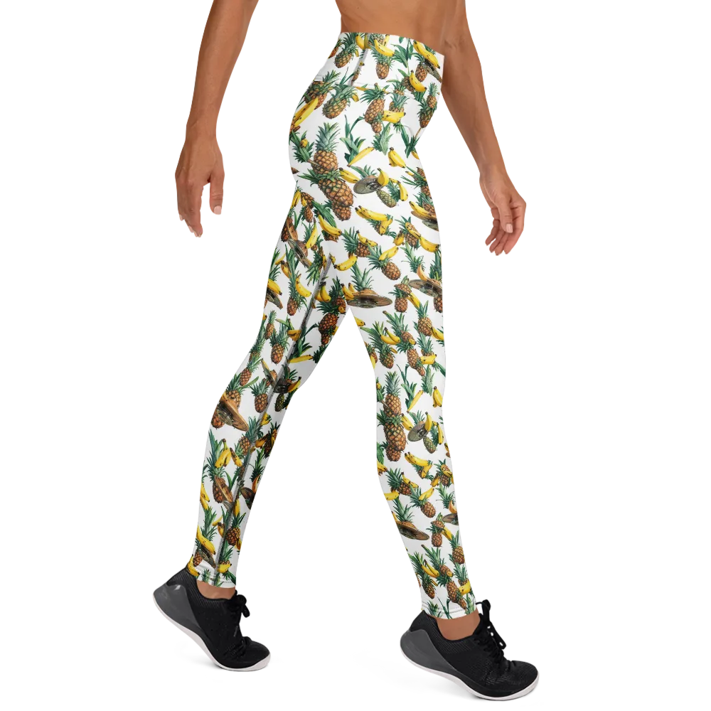 Tropical Air Mail on Yoga Leggings — Right