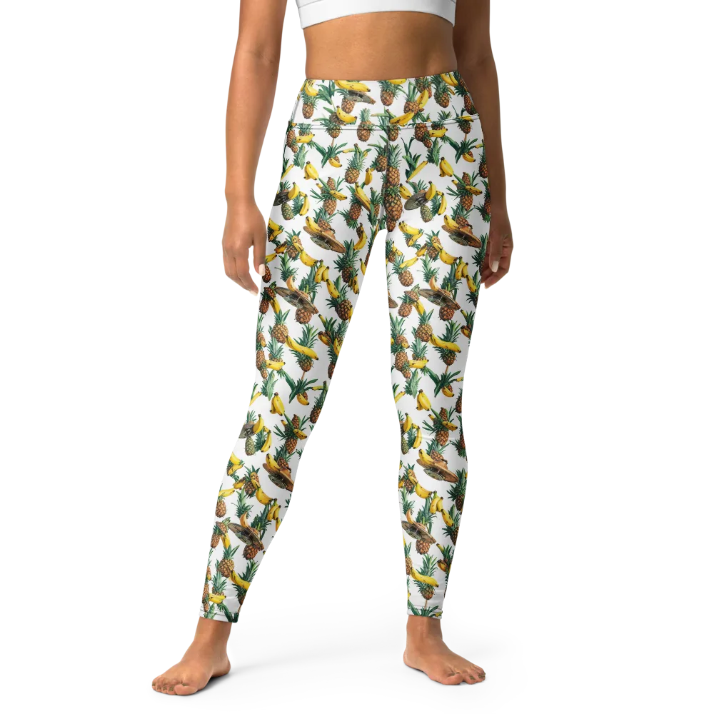 Tropical Air Mail on Yoga Leggings — Front