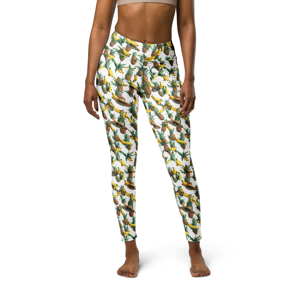 Tropical Air Mail on Yoga Leggings — Front