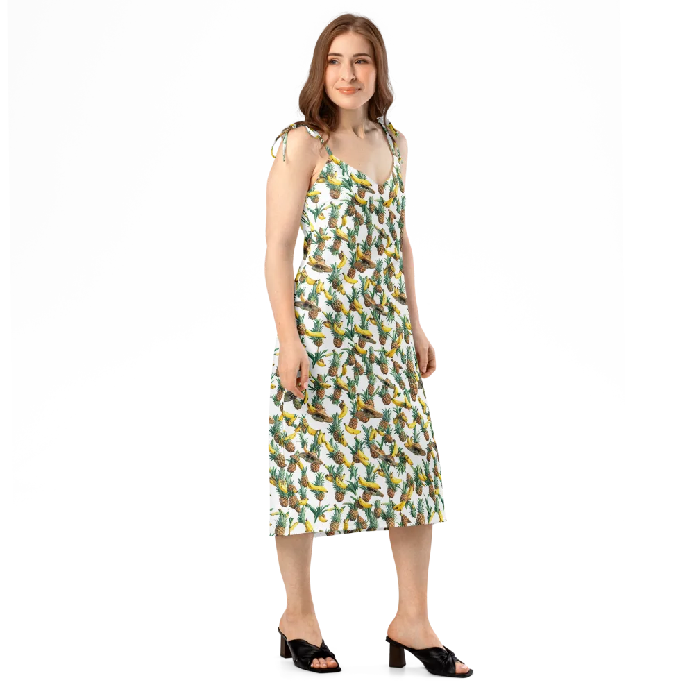 Tropical Air Mail on Slip Dress — Right Front