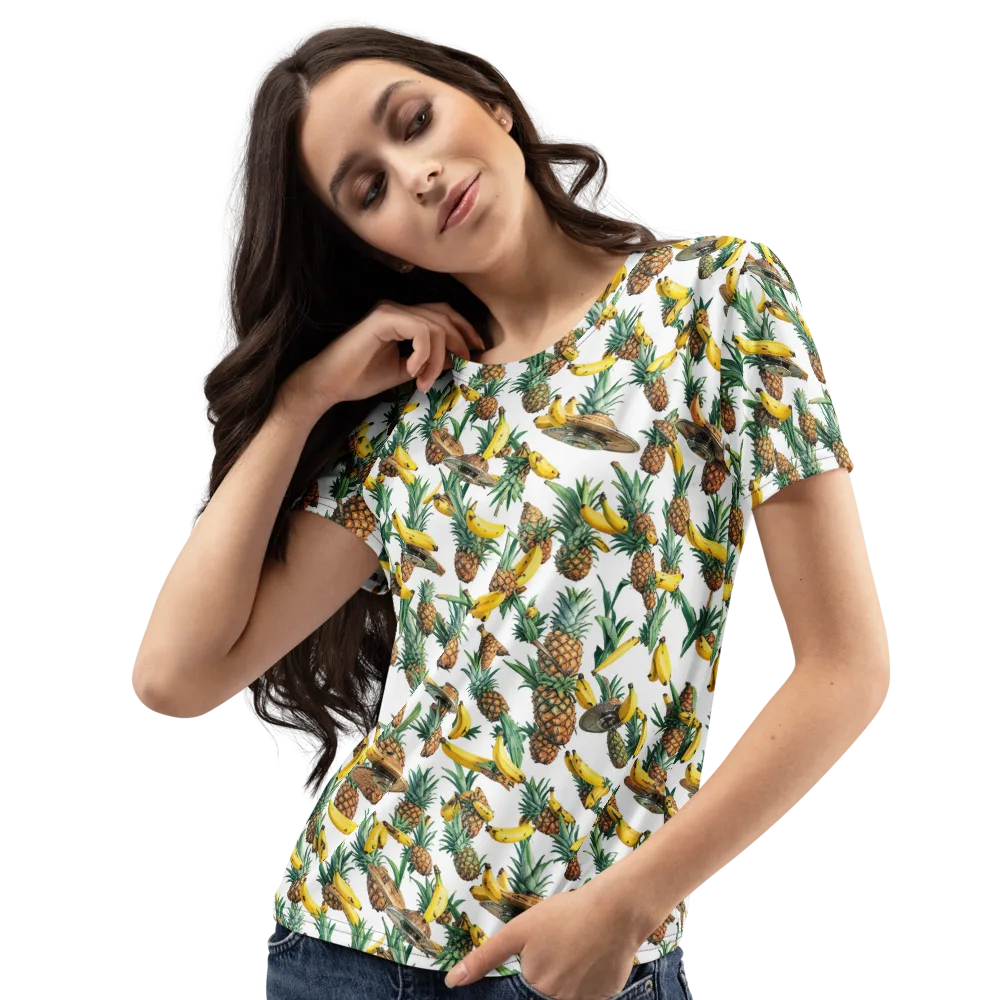 Tropical Air Mail on Women's Crew Neck T-Shirt — Left Front
