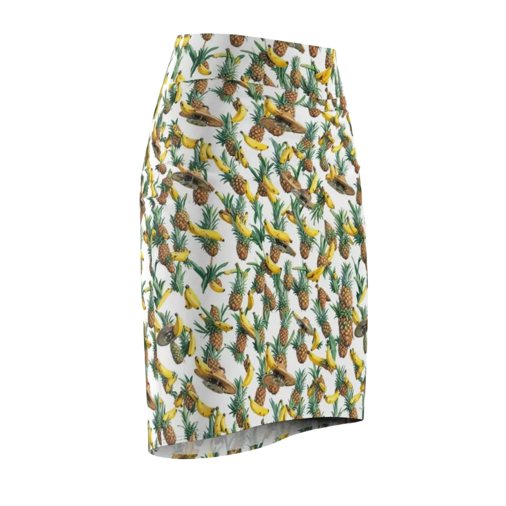 Tropical Air Mail on Pencil Skirt — Front Side