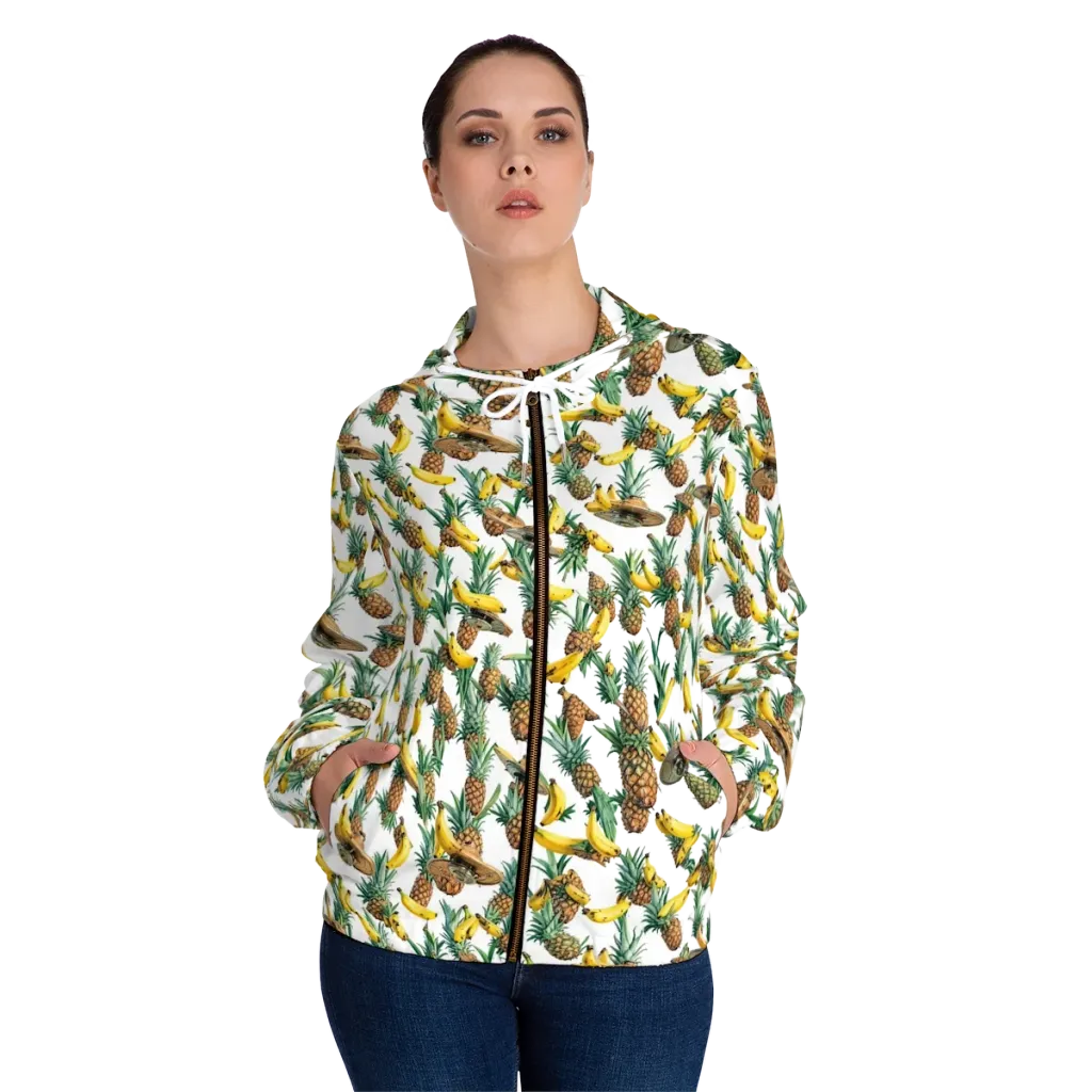 Tropical Air Mail on Women's Full-Zip Hoodie — Front On Person