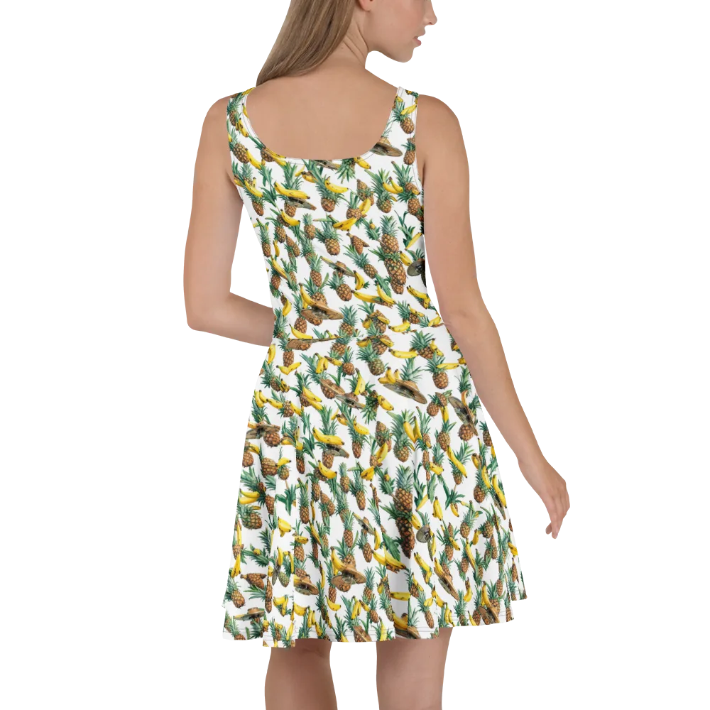 Tropical Air Mail on Skater Dress — Back