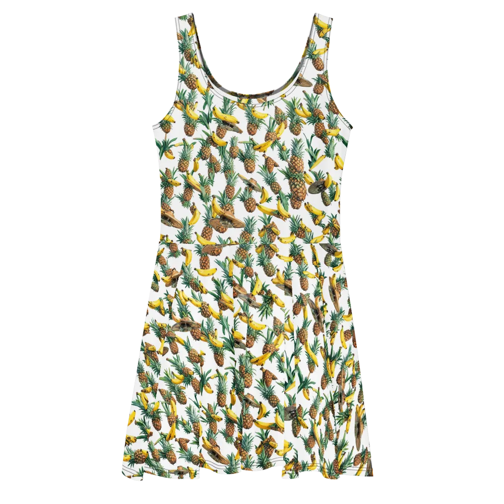 Tropical Air Mail on Skater Dress — Front