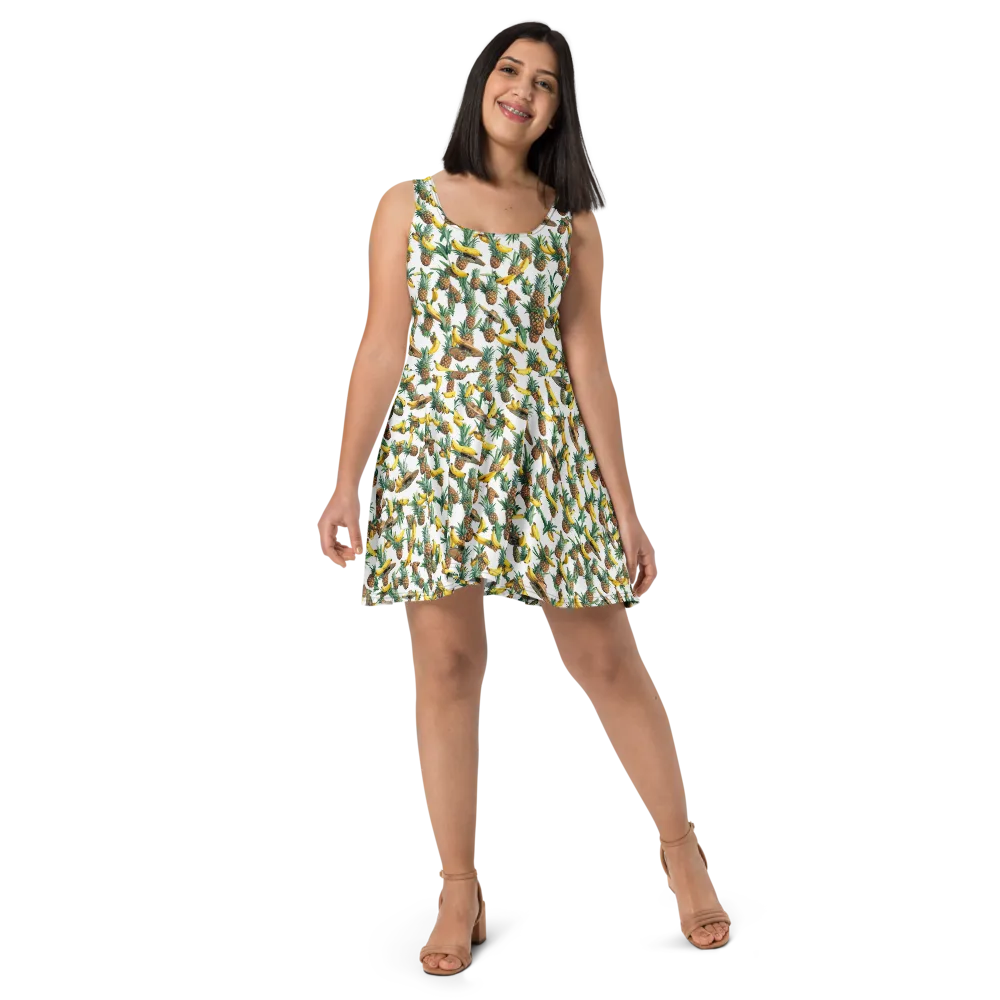 Tropical Air Mail on Skater Dress — Front
