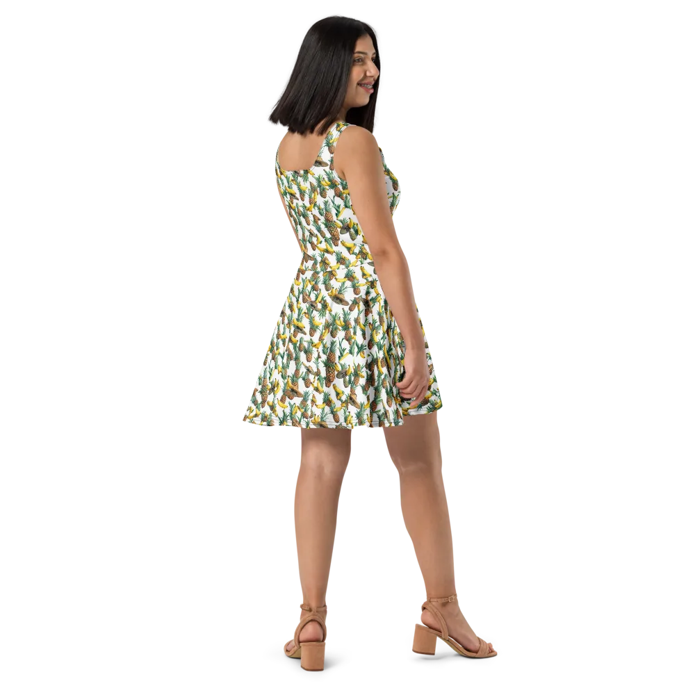 Tropical Air Mail on Skater Dress — Right