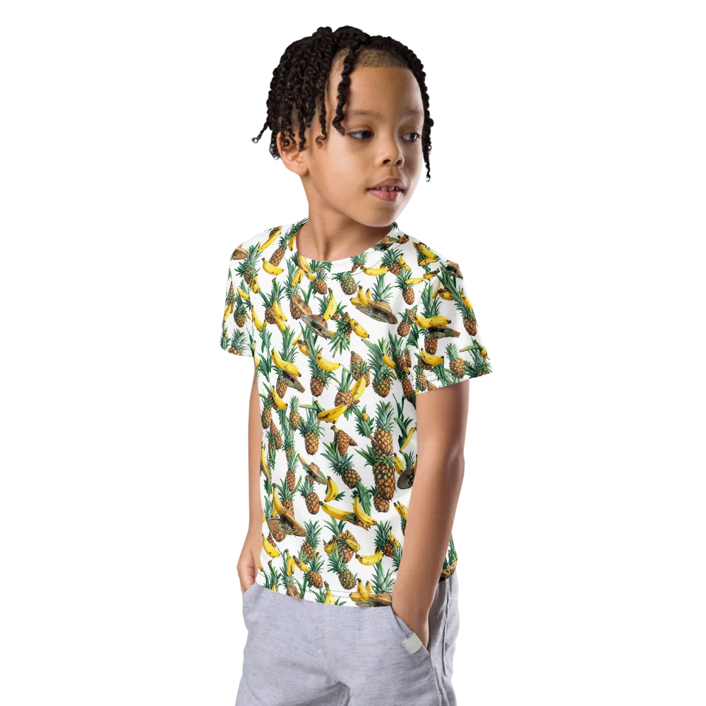 Tropical Air Mail on Kids Crew Neck T-Shirt — Left Front