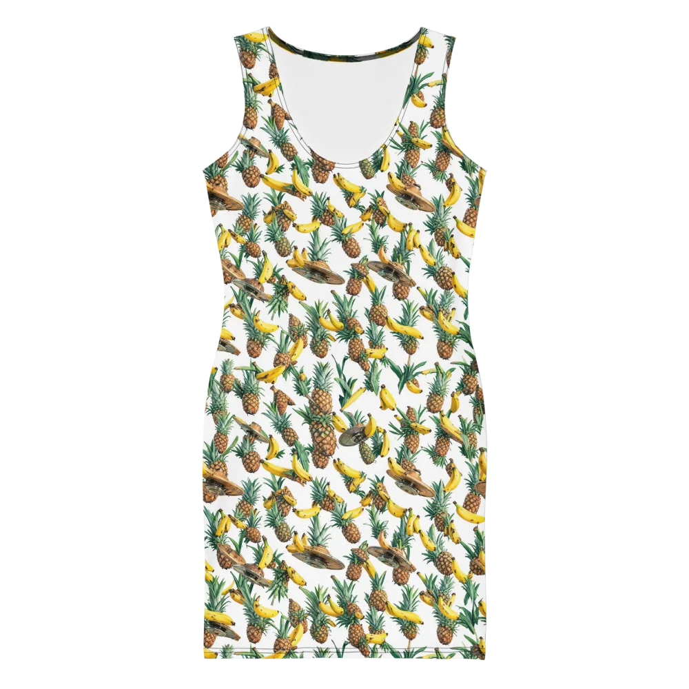 Tropical Air Mail on Bodycon Dress — Front