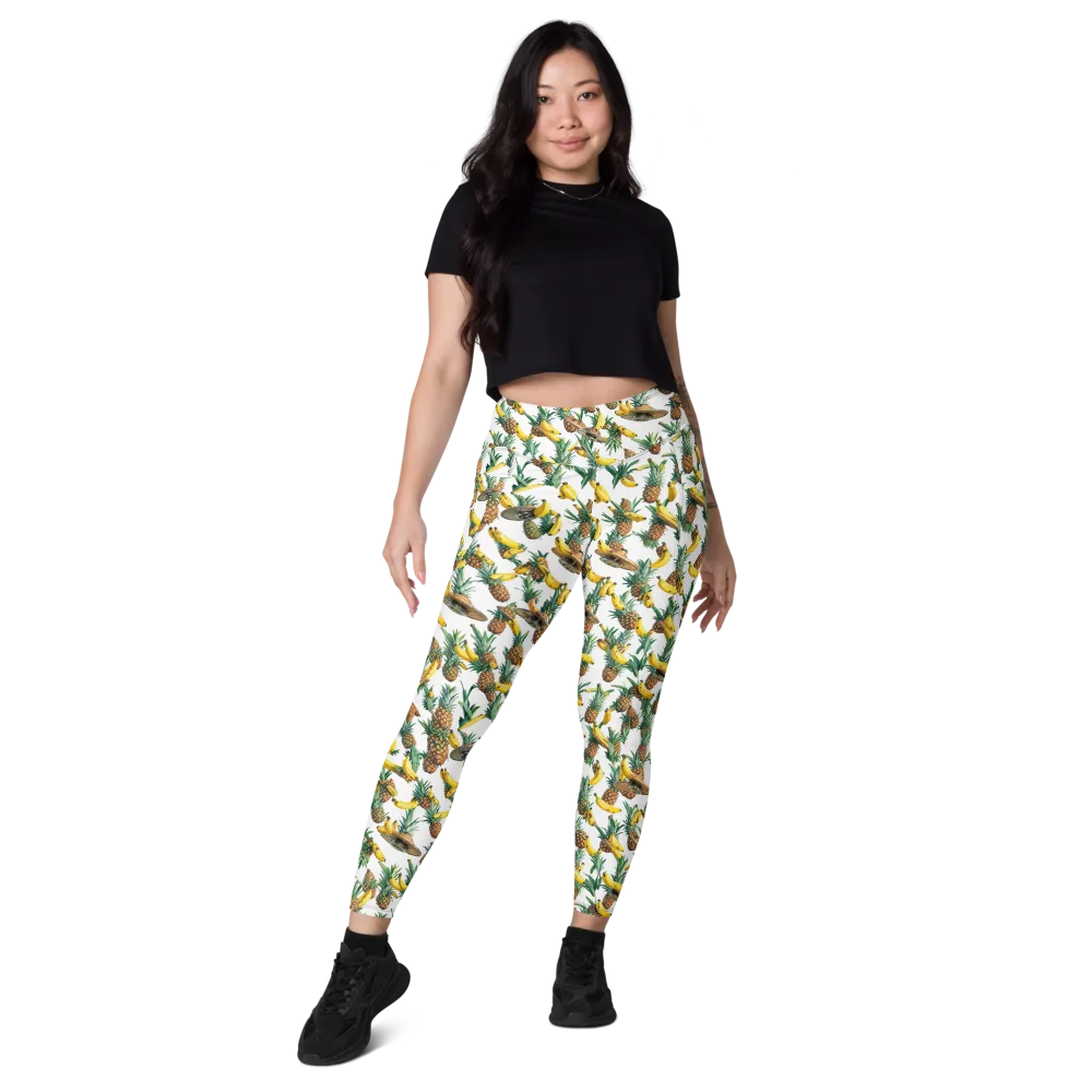 Tropical Air Mail on Leggings with Pockets — Front