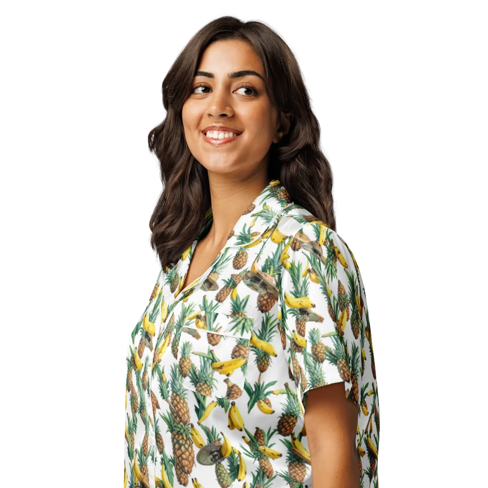 Tropical Air Mail on Women's Short Sleeve Pajama Top — Left Front