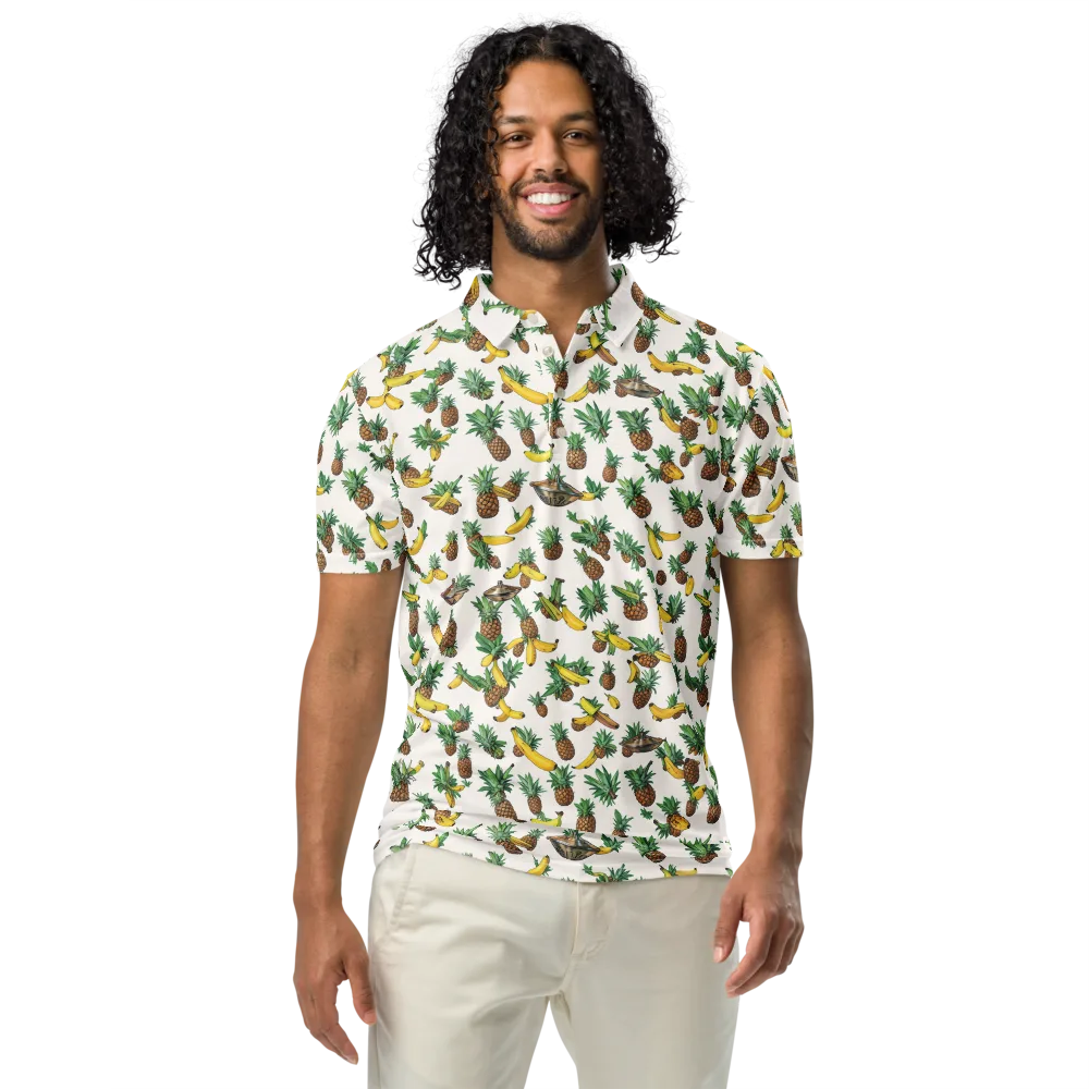 Tropical Orbit on Men's Slim Fit Polo Shirt — Front