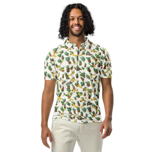 Tropical Orbit on a Men's Slim Fit Polo Shirt
