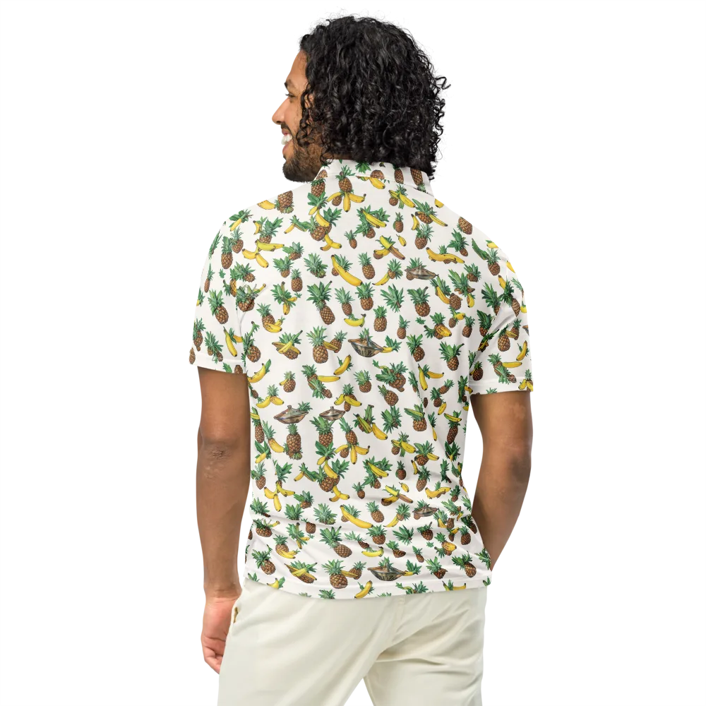 Tropical Orbit on Men's Slim Fit Polo Shirt — Back