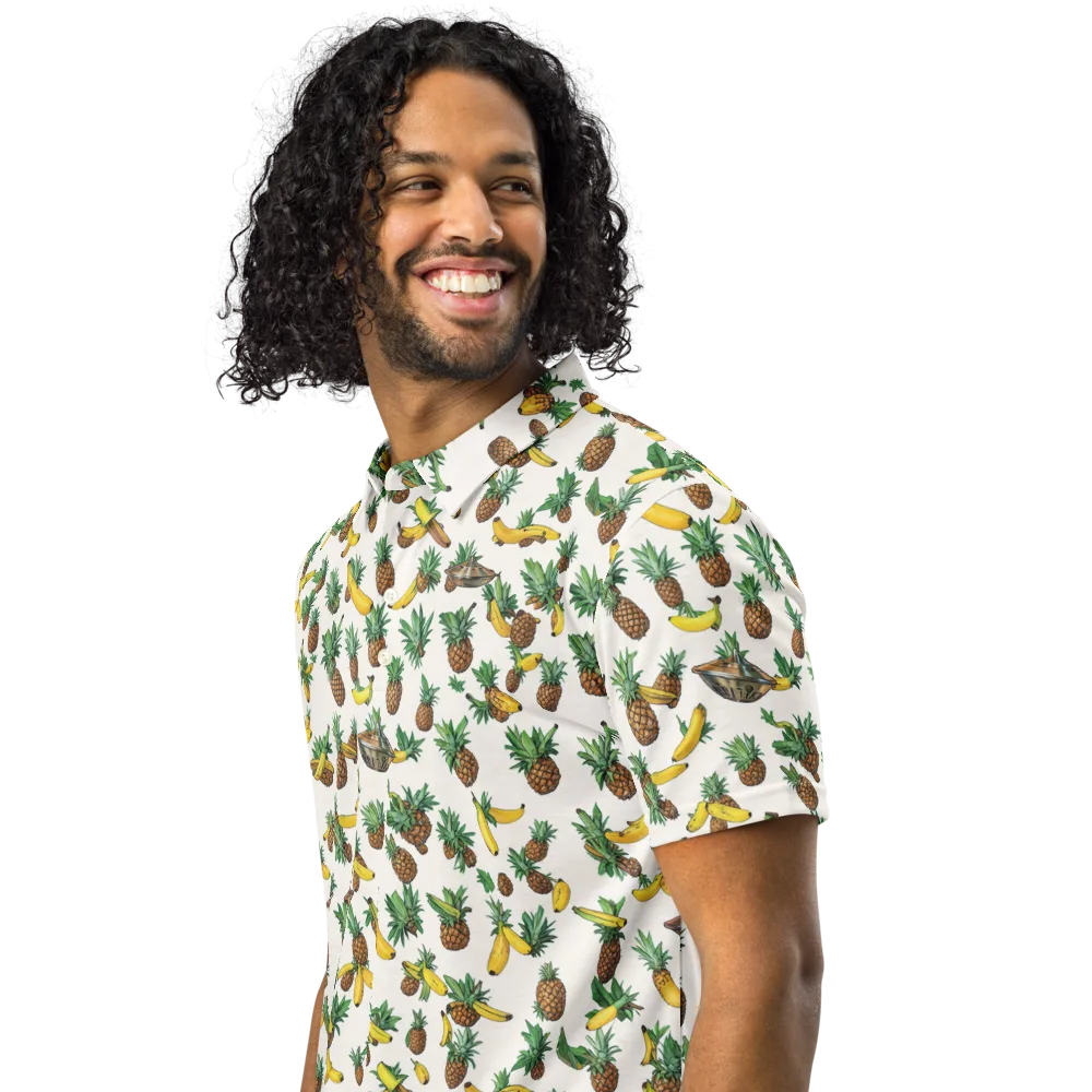 Tropical Orbit on Men's Slim Fit Polo Shirt — Left Front