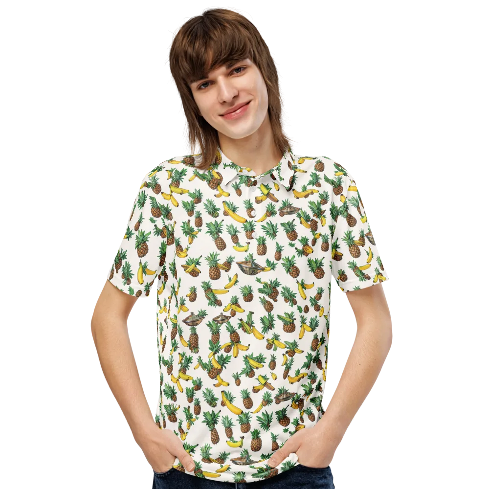 Tropical Orbit on Men's Slim Fit Polo Shirt — Front
