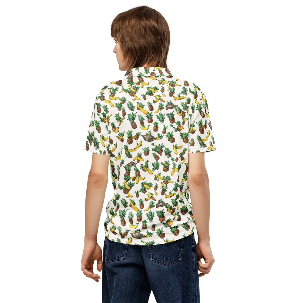 Tropical Orbit on Men's Slim Fit Polo Shirt — Back