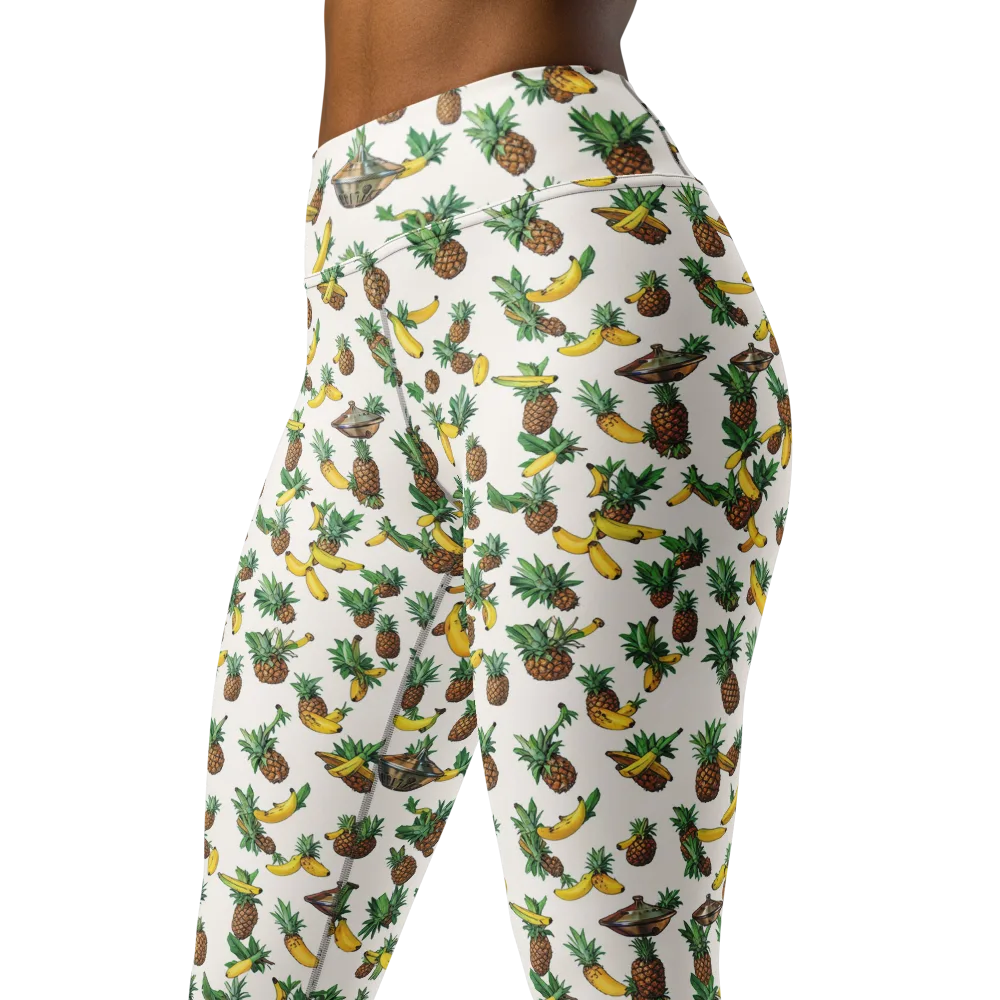 Tropical Orbit on Yoga Leggings — Left Front