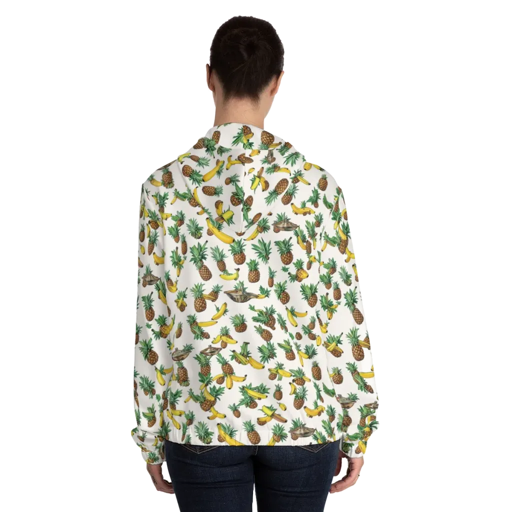 Tropical Orbit on Women's Full-Zip Hoodie — Back On Person