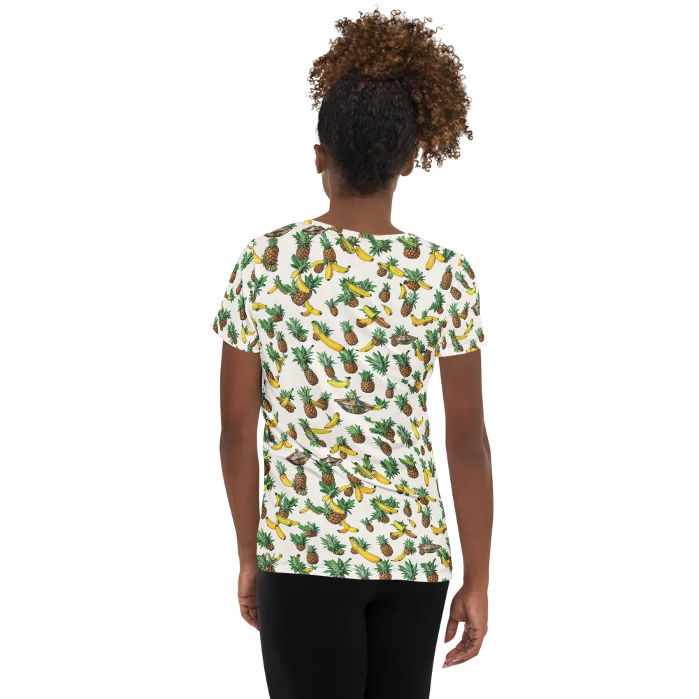 Tropical Orbit on Women's Athletic T-Shirt — Back