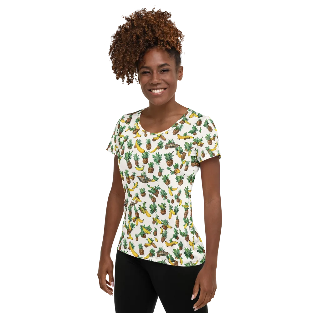 Tropical Orbit on Women's Athletic T-Shirt — Left