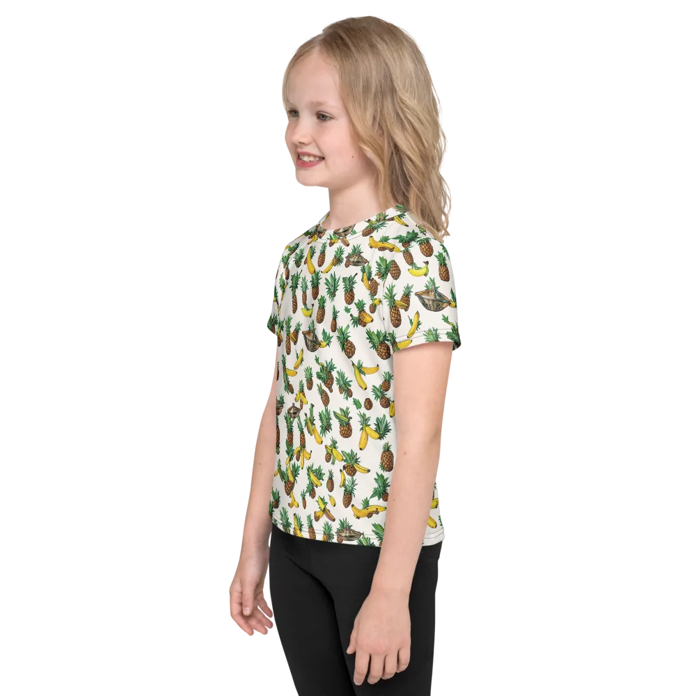 Tropical Orbit on Kids Crew Neck T-Shirt — Left