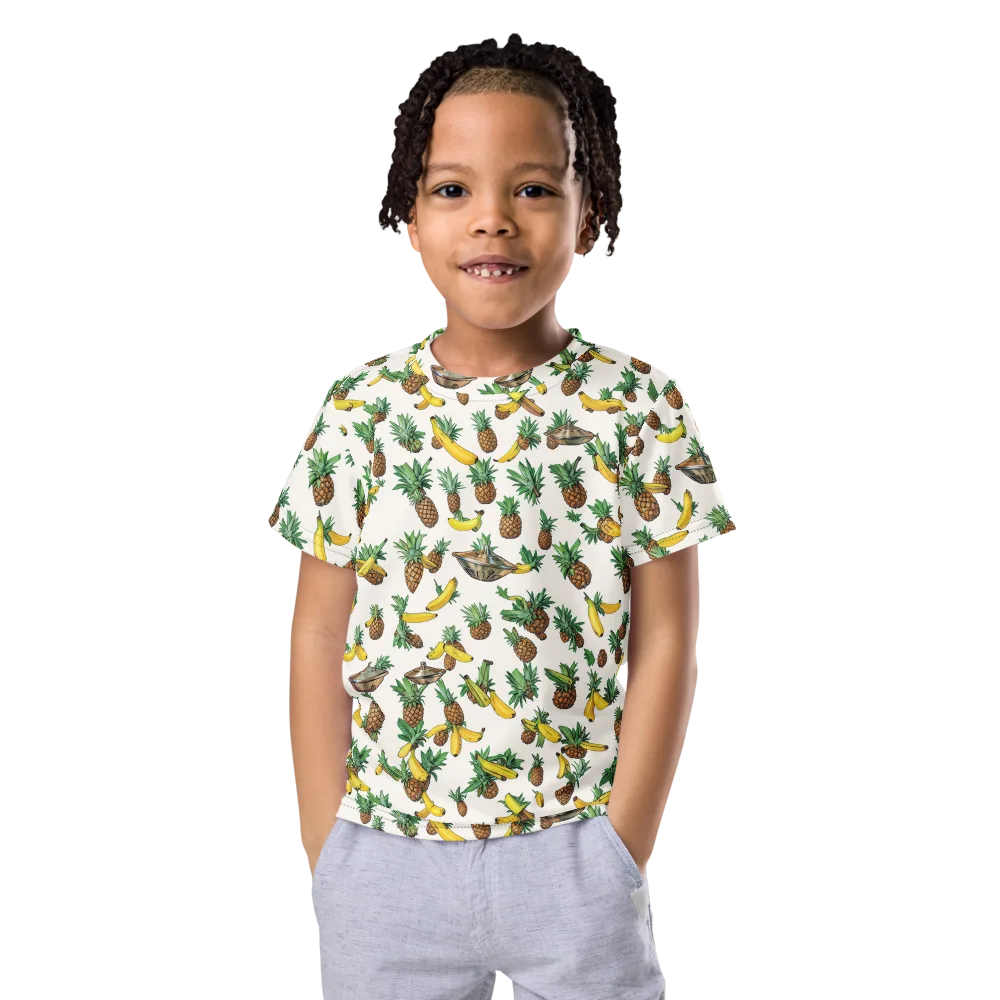 Tropical Orbit on Kids Crew Neck T-Shirt — Front