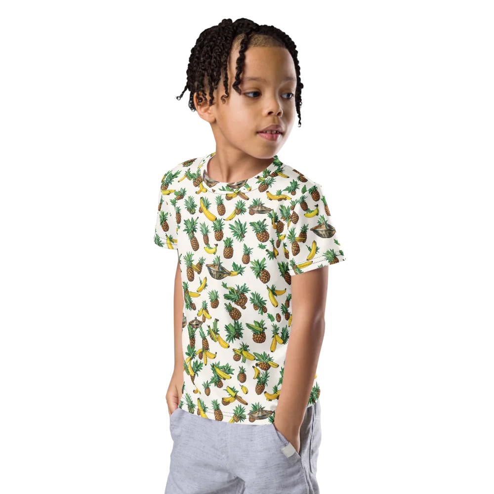 Tropical Orbit on Kids Crew Neck T-Shirt — Left Front