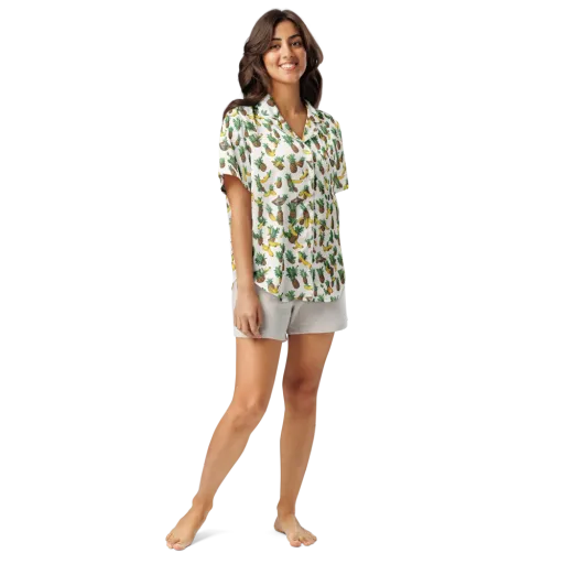Tropical Orbit on a Women's Short Sleeve Pajama Top