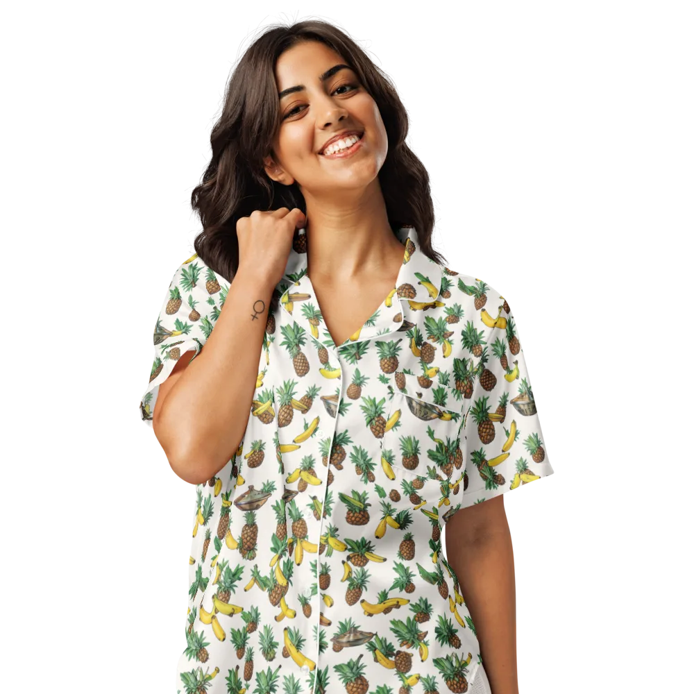Tropical Orbit on Women's Short Sleeve Pajama Top — Front