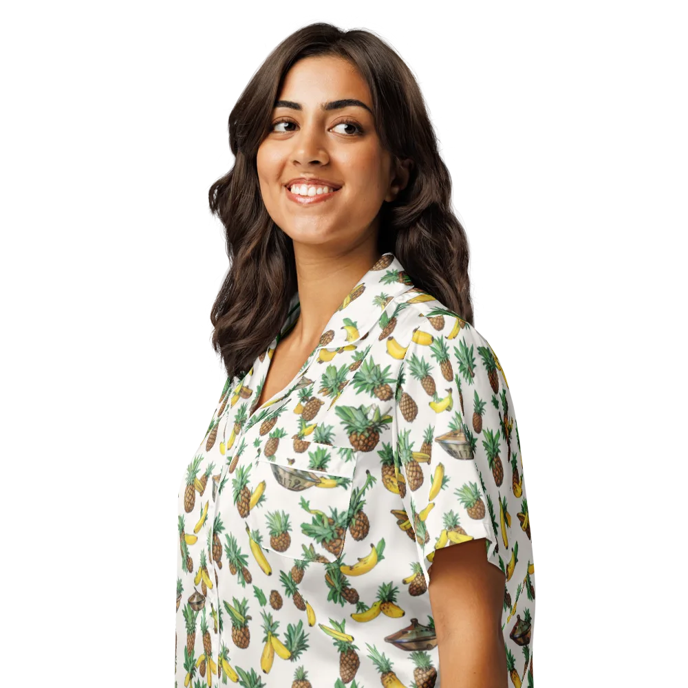 Tropical Orbit on Women's Short Sleeve Pajama Top — Left Front