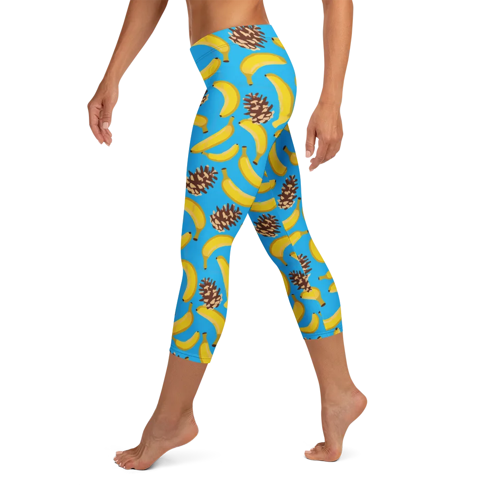 Tropic Timber on Capri Leggings — Left