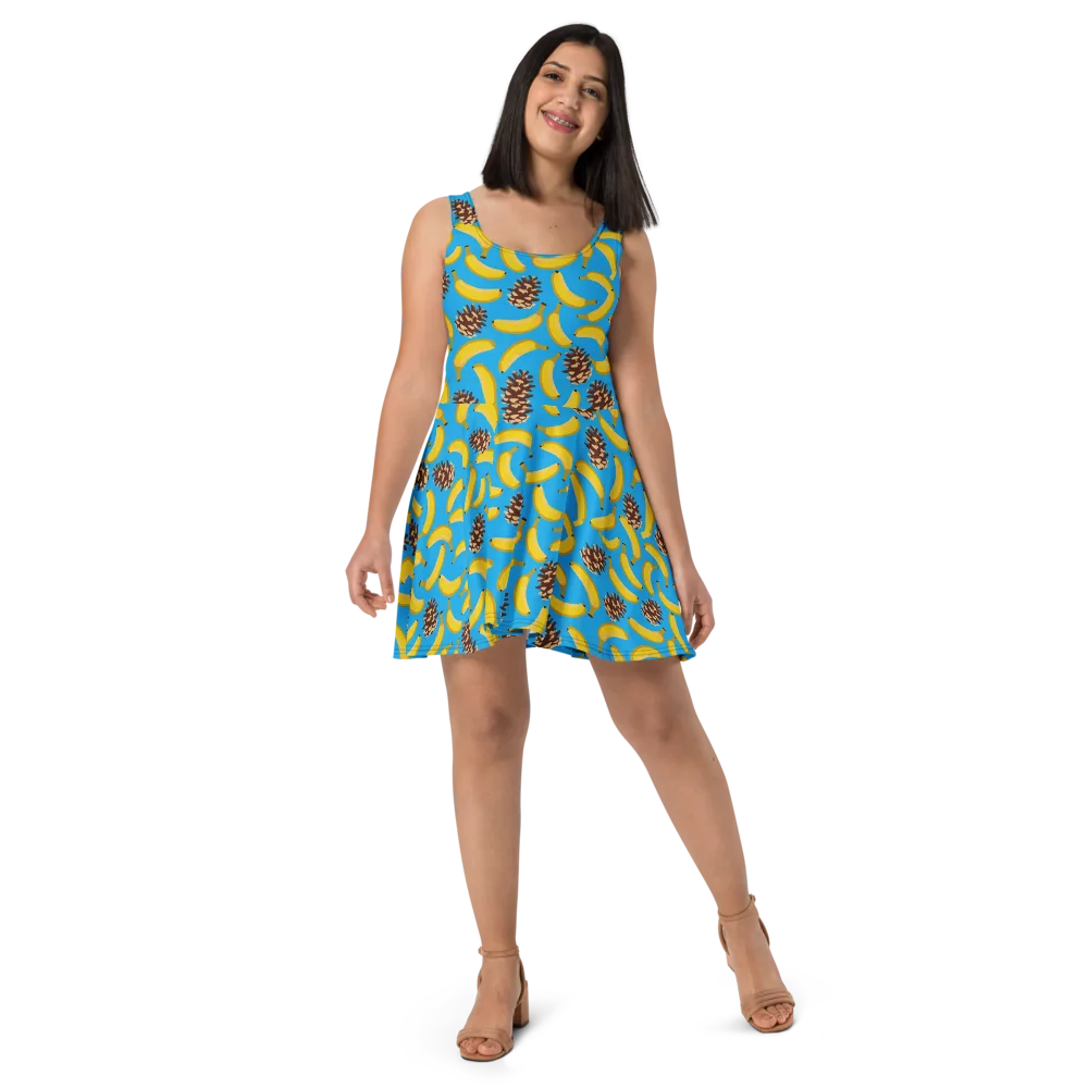 Tropic Timber on Skater Dress — Front