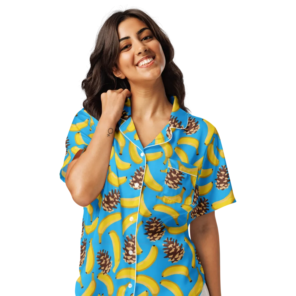 Tropic Timber on Women's Short Sleeve Pajama Top — Front