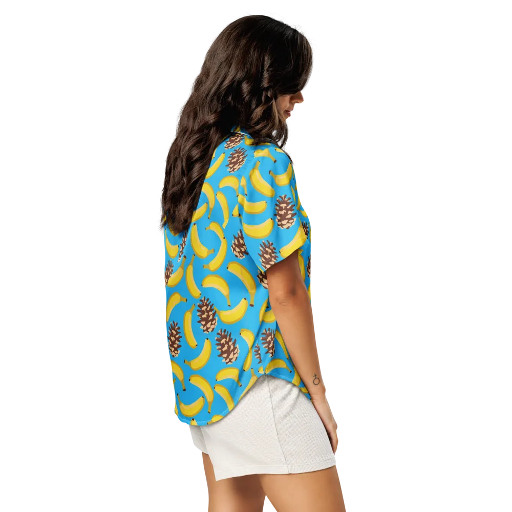Tropic Timber on Women's Short Sleeve Pajama Top — Right Back