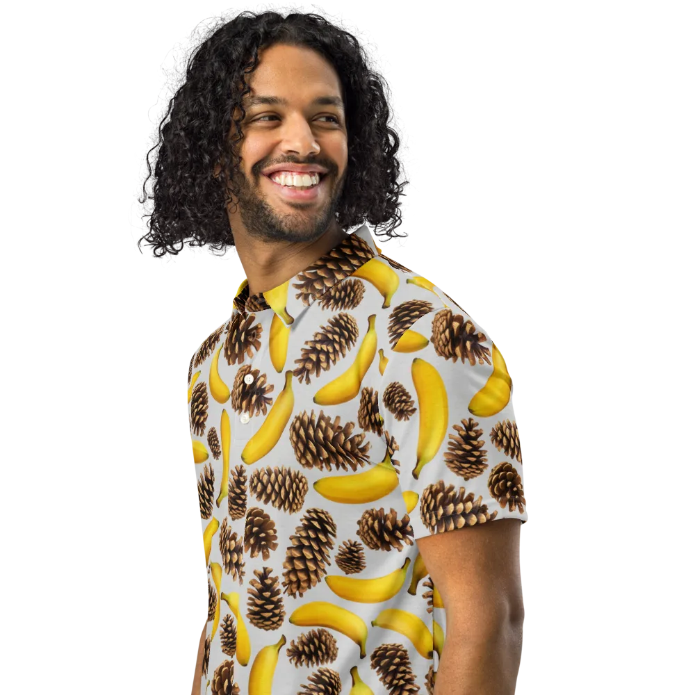 Banana Conifer on Men's Slim Fit Polo Shirt — Left Front