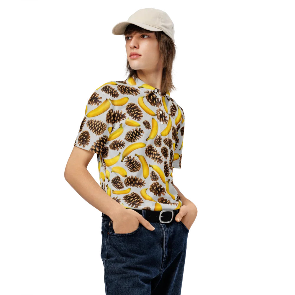 Banana Conifer on Men's Slim Fit Polo Shirt — Right Front