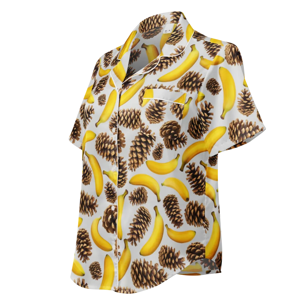 Banana Conifer on Women's Short Sleeve Pajama Top — Left Front
