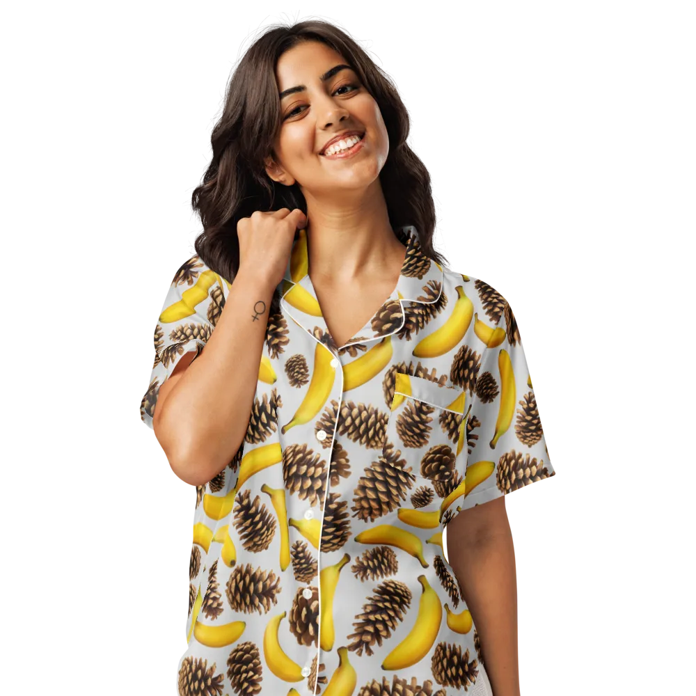 Banana Conifer on Women's Short Sleeve Pajama Top — Front